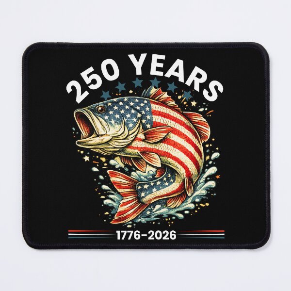 Item preview, Patriotic Bass Fishing 250 Years USA Flag Vintage Angler T-Shirt for American Fishermen designed and sold by Teetreasure2.