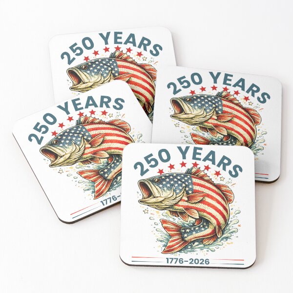 Item preview, Patriotic Bass Fishing 250 Years USA Flag Vintage Angler T-Shirt for American Fishermen designed and sold by Teetreasure2.