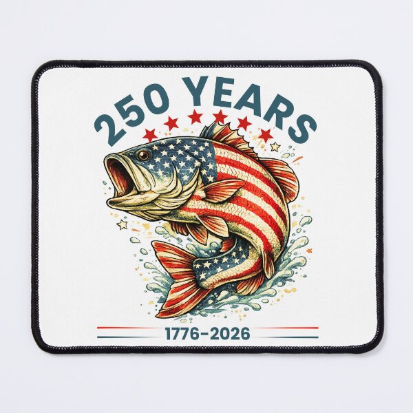 Item preview, Patriotic Bass Fishing 250 Years USA Flag Vintage Angler T-Shirt for American Fishermen designed and sold by Teetreasure2.