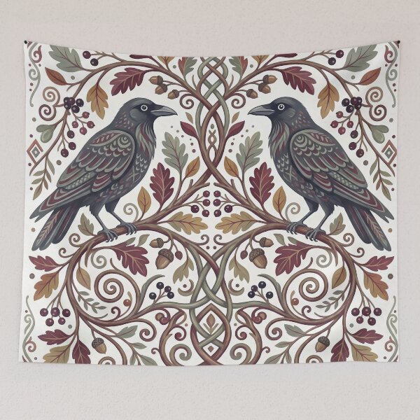 Item preview, Autumn Ravens Among Berry Branches designed and sold by ASTRAL ART LAB.