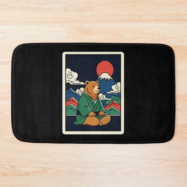 Item preview, Peaceful Bear in Traditional Robe Beneath Mountain Sunset Japanese Inspired designed and sold by JordynLadukeg65.