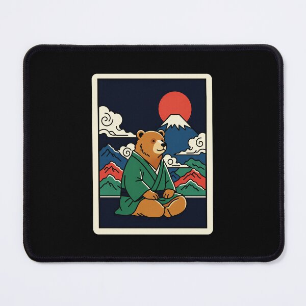 Item preview, Peaceful Bear in Traditional Robe Beneath Mountain Sunset Japanese Inspired designed and sold by JordynLadukeg65.