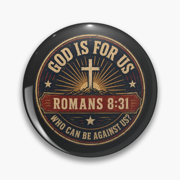 Item preview, Romans 8:31-Retro Badge Design T-Shirt designed and sold by rygenr8.