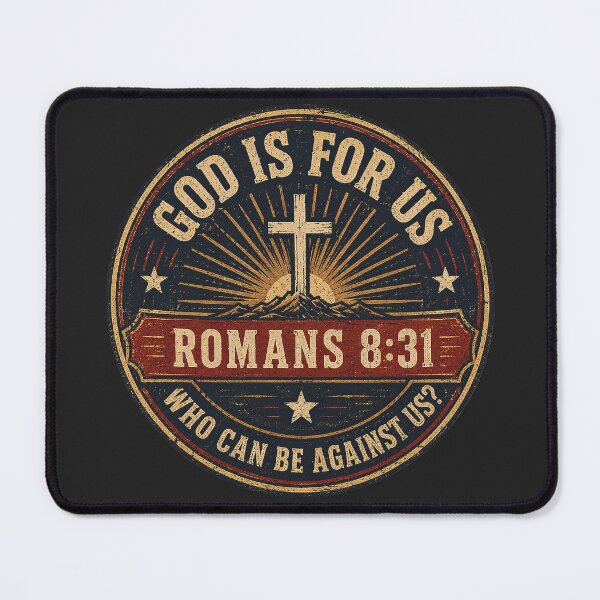 Item preview, Romans 8:31-Retro Badge Design T-Shirt designed and sold by rygenr8.