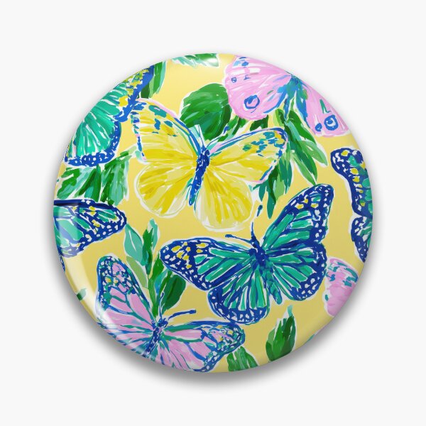 Item preview, Pink Green & Yellow Butterfly Pattern | Preppy Colorful Butterfly Design designed and sold by ThePreppyArtist.