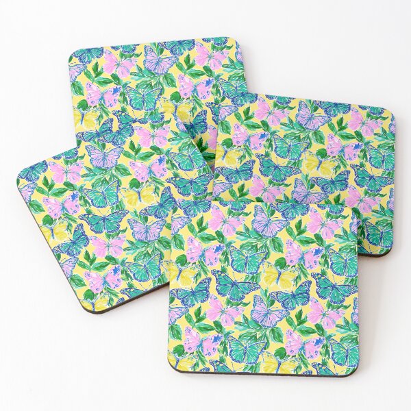 Item preview, Pink Green & Yellow Butterfly Pattern | Preppy Colorful Butterfly Design designed and sold by ThePreppyArtist.