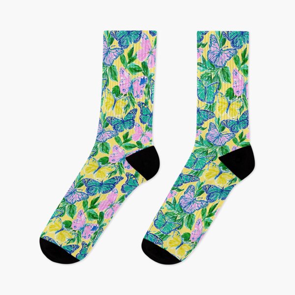Item preview, Pink Green & Yellow Butterfly Pattern | Preppy Colorful Butterfly Design designed and sold by ThePreppyArtist.