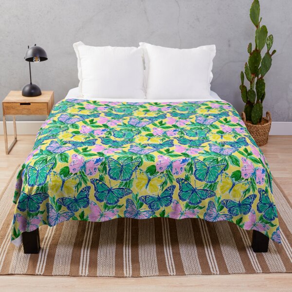 Item preview, Pink Green & Yellow Butterfly Pattern | Preppy Colorful Butterfly Design designed and sold by ThePreppyArtist.