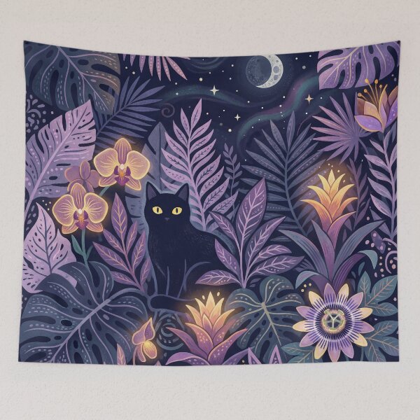 Item preview, Midnight Garden Black Cat designed and sold by ASTRAL ART LAB.