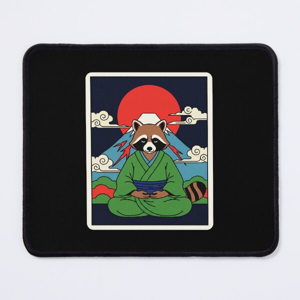 Item preview, Meditating Raccoon Warrior With Japanese Inspired Mountain designed and sold by JordynLadukeg65.