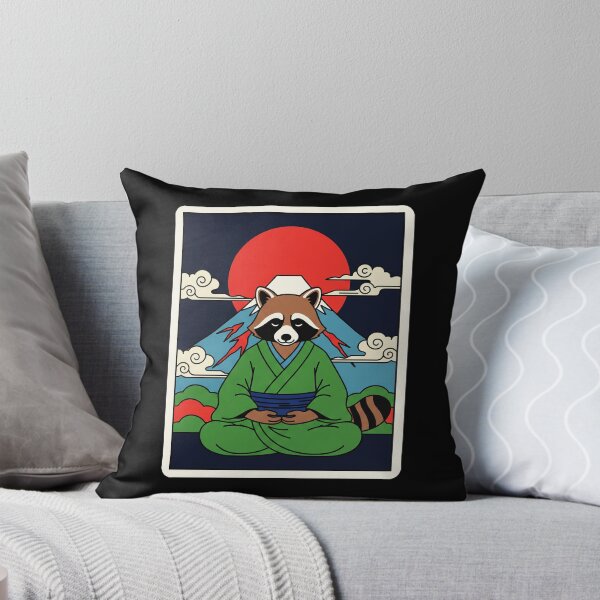 Item preview, Meditating Raccoon Warrior With Japanese Inspired Mountain designed and sold by JordynLadukeg65.
