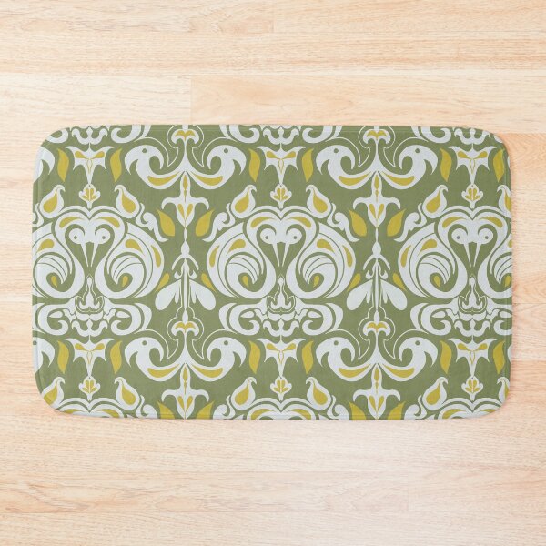 Item preview, Olive Green Damask Pattern | Vintage Floral Ornamental Design designed and sold by Zymetryart.