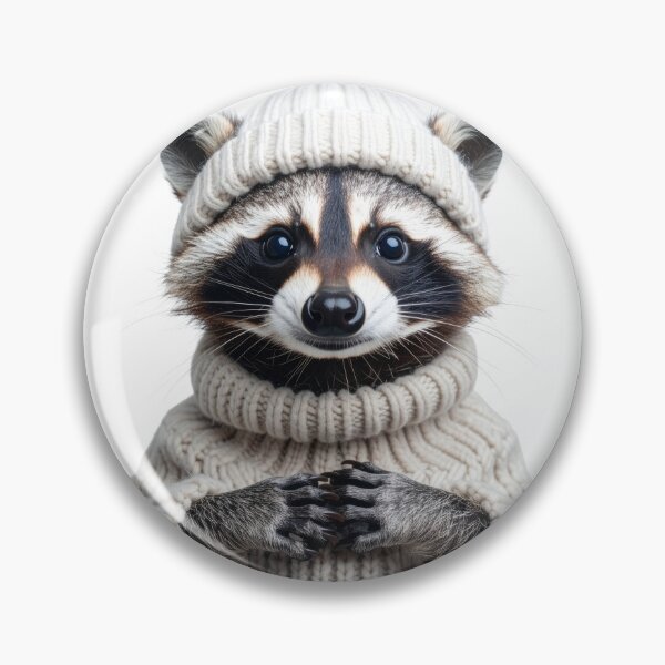 Item preview, Adorable Raccoon in Cream Knit Sweater & Beanie - Winter Animal Portrait - Cute Furry Wildlife Art designed and sold by WildGentlemen.