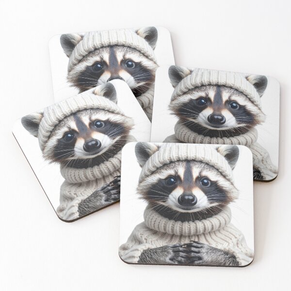 Item preview, Adorable Raccoon in Cream Knit Sweater & Beanie - Winter Animal Portrait - Cute Furry Wildlife Art designed and sold by WildGentlemen.