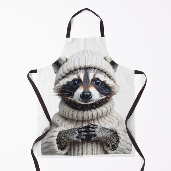 Item preview, Adorable Raccoon in Cream Knit Sweater & Beanie - Winter Animal Portrait - Cute Furry Wildlife Art designed and sold by WildGentlemen.