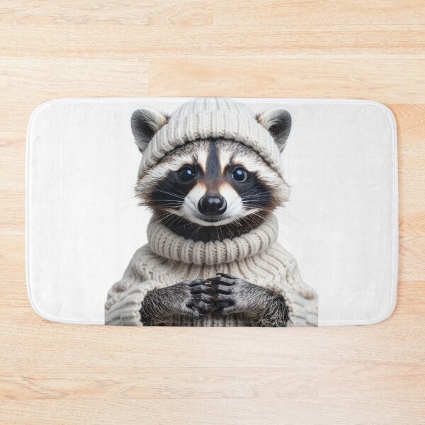 Item preview, Adorable Raccoon in Cream Knit Sweater & Beanie - Winter Animal Portrait - Cute Furry Wildlife Art designed and sold by WildGentlemen.