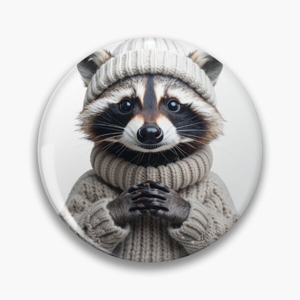 Item preview, Cozy Winter Raccoon in Cable-Knit Sweater - Aesthetic Animal Fashion Print - Warm Holiday Decor designed and sold by WildGentlemen.