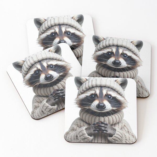 Item preview, Cozy Winter Raccoon in Cable-Knit Sweater - Aesthetic Animal Fashion Print - Warm Holiday Decor designed and sold by WildGentlemen.