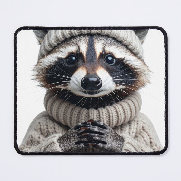 Item preview, Cozy Winter Raccoon in Cable-Knit Sweater - Aesthetic Animal Fashion Print - Warm Holiday Decor designed and sold by WildGentlemen.