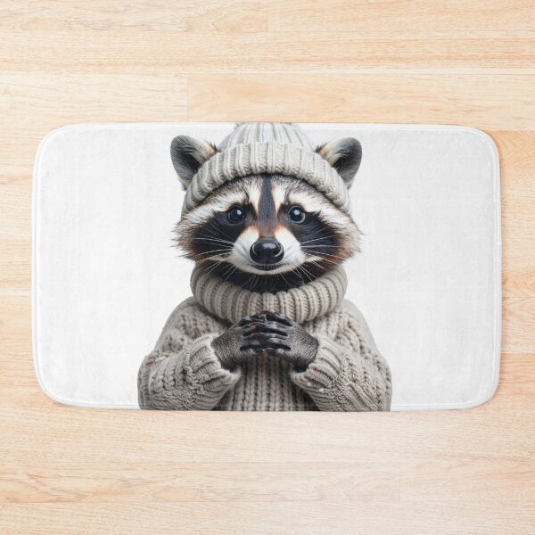 Item preview, Cozy Winter Raccoon in Cable-Knit Sweater - Aesthetic Animal Fashion Print - Warm Holiday Decor designed and sold by WildGentlemen.