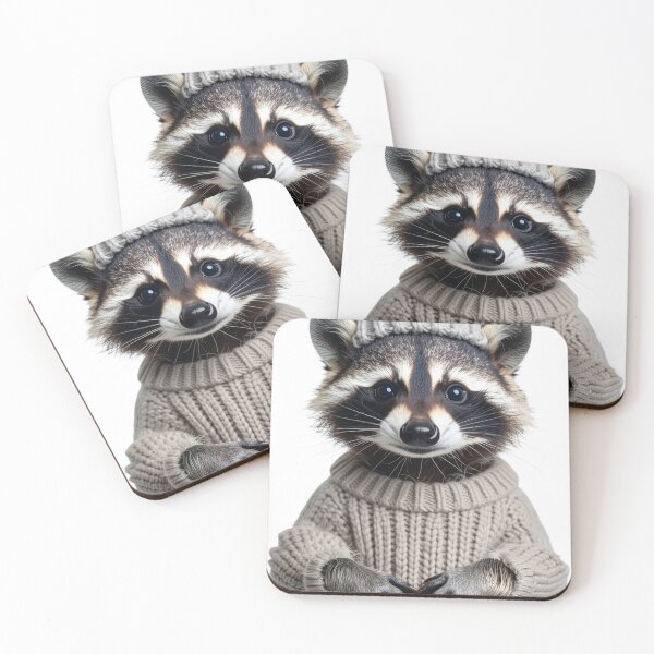 Item preview, Trendy Raccoon in Winter Knitwear Poster - Stylish Furry Wildlife Illustration - Cozy Christmas Animal Art designed and sold by WildGentlemen.
