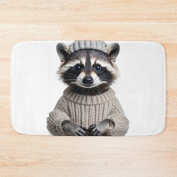 Item preview, Trendy Raccoon in Winter Knitwear Poster - Stylish Furry Wildlife Illustration - Cozy Christmas Animal Art designed and sold by WildGentlemen.