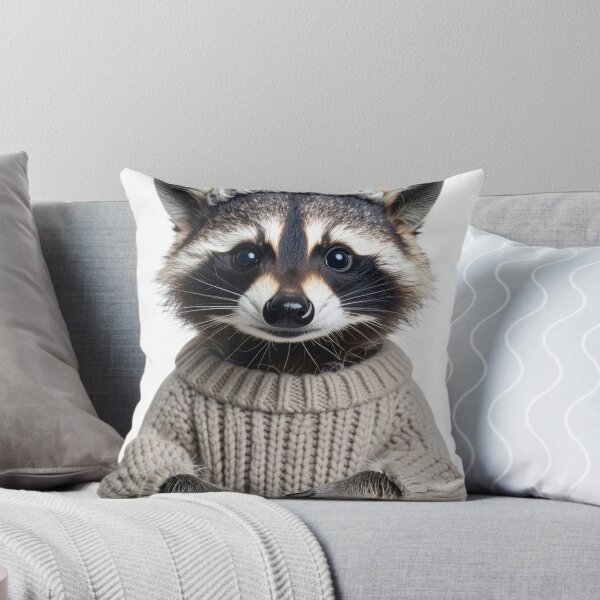 Item preview, Trendy Raccoon in Winter Knitwear Poster - Stylish Furry Wildlife Illustration - Cozy Christmas Animal Art designed and sold by WildGentlemen.