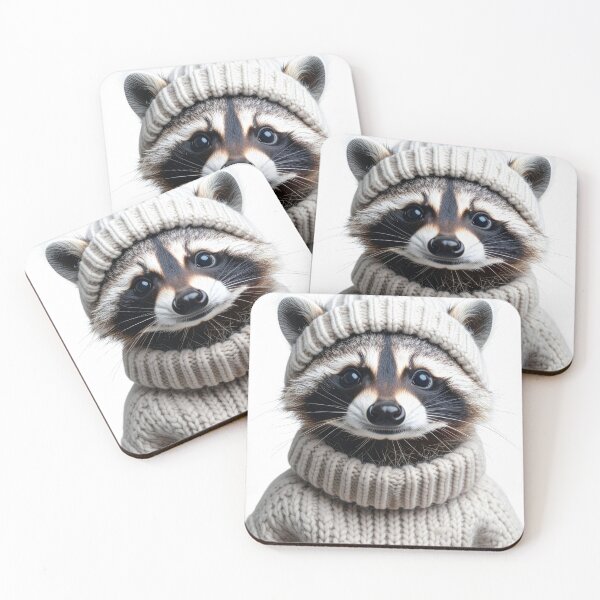 Item preview, Charming Raccoon in Winter Knitwear Portrait - Stylish Woodland Animal Graphic - Cozy Seasonal Decor designed and sold by WildGentlemen.