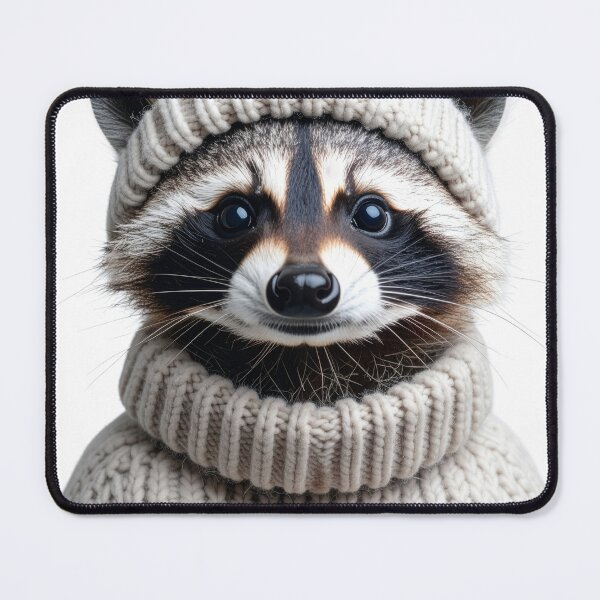 Item preview, Charming Raccoon in Winter Knitwear Portrait - Stylish Woodland Animal Graphic - Cozy Seasonal Decor designed and sold by WildGentlemen.