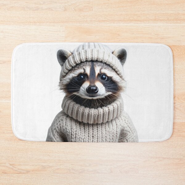 Item preview, Charming Raccoon in Winter Knitwear Portrait - Stylish Woodland Animal Graphic - Cozy Seasonal Decor designed and sold by WildGentlemen.