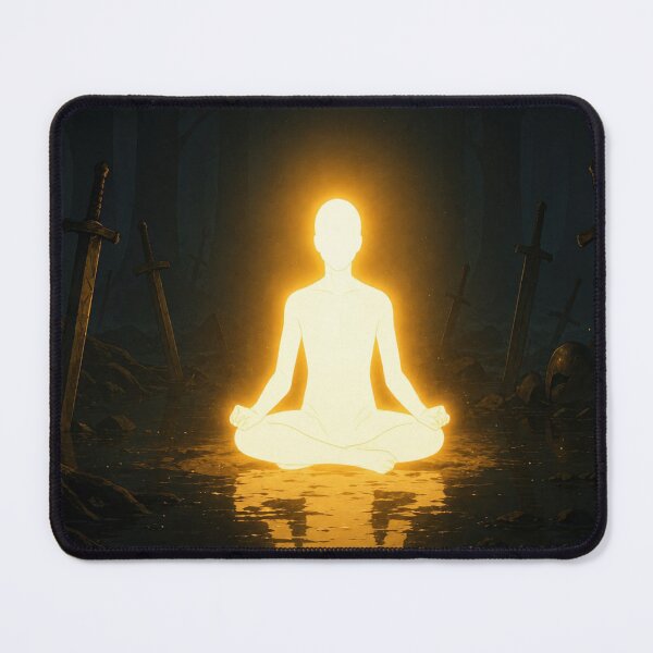 Item preview, Enlightened Warrior Meditation Dark Fantasy Spiritual Art designed and sold by jeehh.