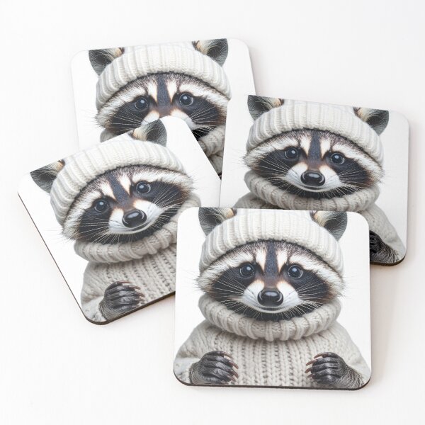 Item preview, Cozy Raccoon in Textured Knit Sweater Portrait - Winter Fashion Animal Illustration - Warm Holiday Aesthetic designed and sold by WildGentlemen.