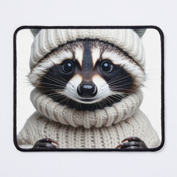 Item preview, Cozy Raccoon in Textured Knit Sweater Portrait - Winter Fashion Animal Illustration - Warm Holiday Aesthetic designed and sold by WildGentlemen.