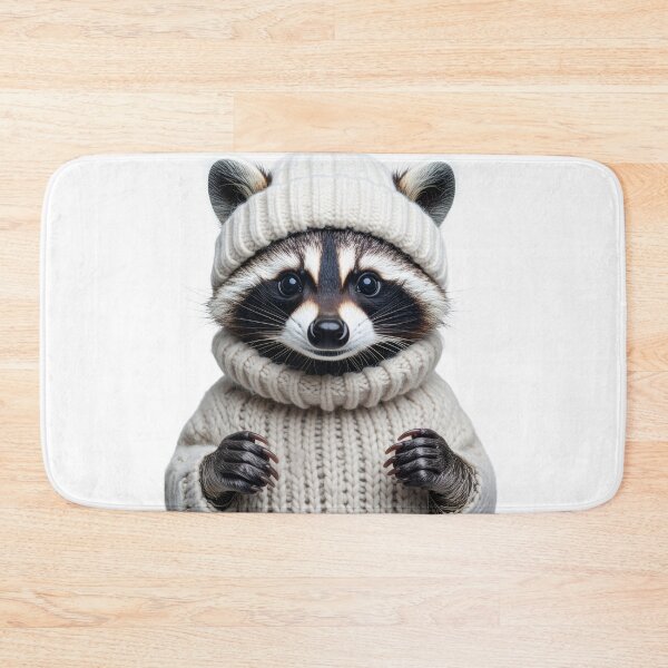 Item preview, Cozy Raccoon in Textured Knit Sweater Portrait - Winter Fashion Animal Illustration - Warm Holiday Aesthetic designed and sold by WildGentlemen.