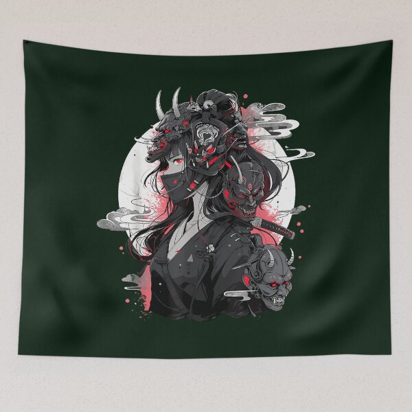 Item preview, Anime Girl Gothic Waifu Japanese Kawaii Otaku Oni Mask T-Shirt designed and sold by AnvitaBolyard.