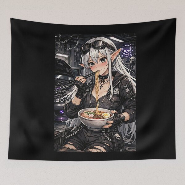 Item preview, Rita the Elf Mechanic Eating Ramen designed and sold by FilBlue.