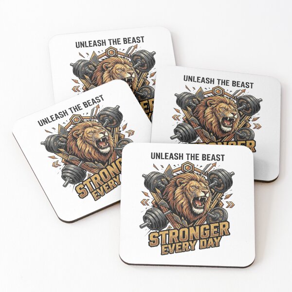 Item preview, Stronger Every Day Lion Barbell Fitness Illustration designed and sold by Ponsak.