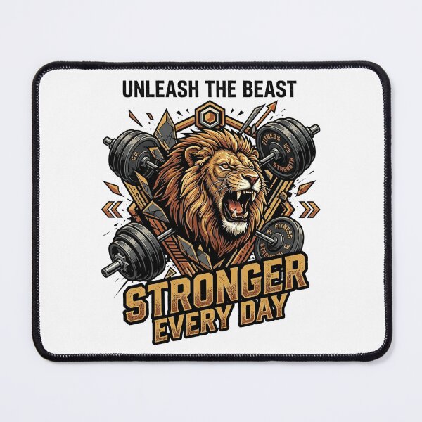 Item preview, Stronger Every Day Lion Barbell Fitness Illustration designed and sold by Ponsak.