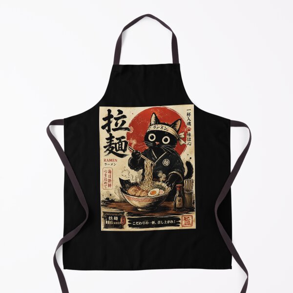 Item preview, Cute Black Ramen Cat in Retro Japanese Food Poster designed and sold by ferminhays.