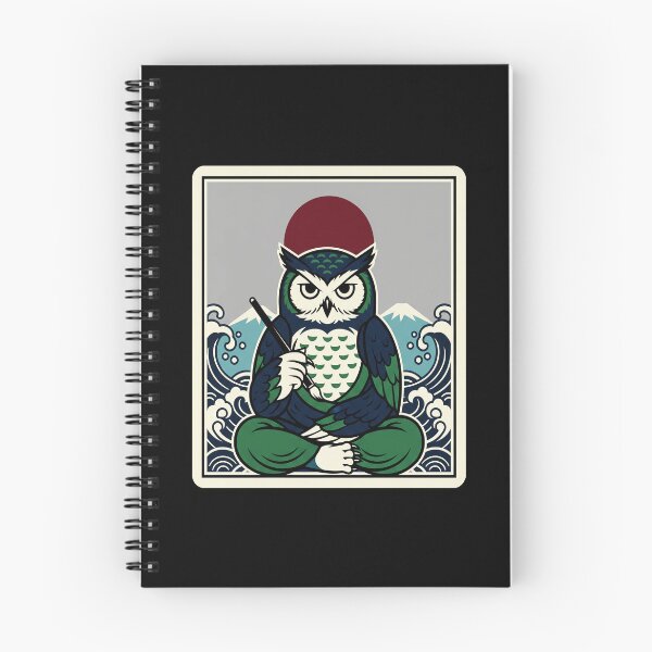 Item preview, Meditating Owl Illustration with Ocean Waves and Mountain Scenery designed and sold by JordynLadukeg65.