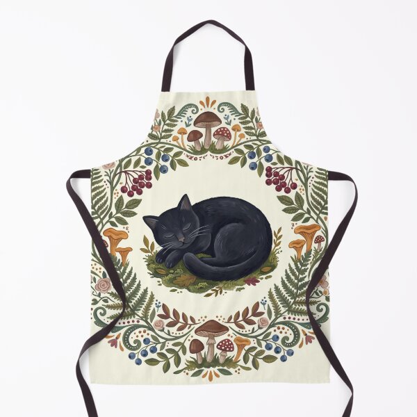 Item preview, Sleepy Black Cat Floral Wreath designed and sold by ASTRAL ART LAB.