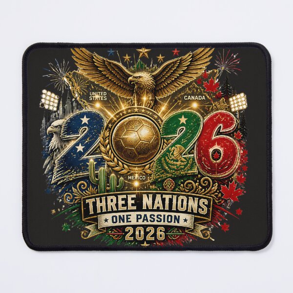 Item preview, Three Nations One Passion 2026 Vintage Soccer Celebration | USA Mexico Canada Fan Design designed and sold by VectorJoy.