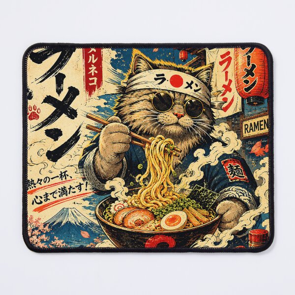 Item preview, Vintage Noodle Poster Featuring a Fierce Cat Chef designed and sold by ferminhays.