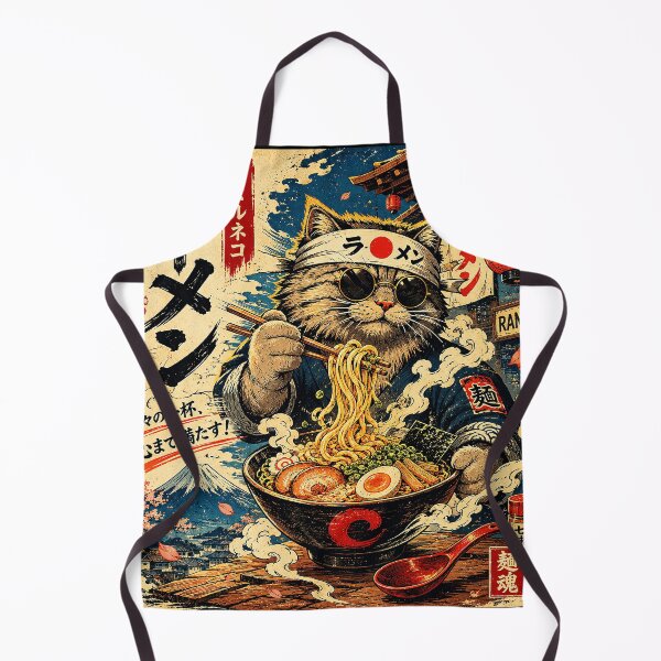 Item preview, Vintage Noodle Poster Featuring a Fierce Cat Chef designed and sold by ferminhays.