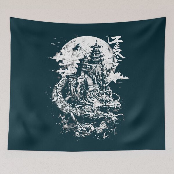 Item preview, Anime Japanese Goth Castle 2D Dragon Mountain Temple   designed and sold by KaidenceHeple.