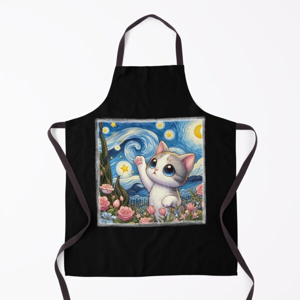 Item preview, Starry Night Kawaii Cat Van Gogh Garden Roses Tulips Lilies designed and sold by Littermin.