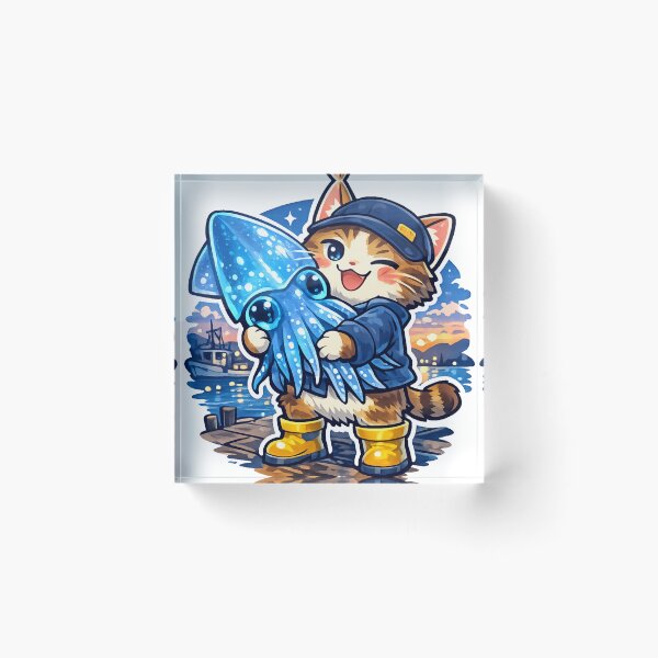 Item preview, Glowing Firefly Squid MVP Cat – Kawaii Japan Foodie Meme Sticker designed and sold by kawaii animal store (in Japan).