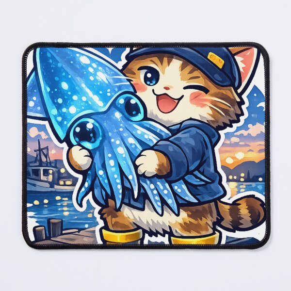 Item preview, Glowing Firefly Squid MVP Cat – Kawaii Japan Foodie Meme Sticker designed and sold by kawaii animal store (in Japan).