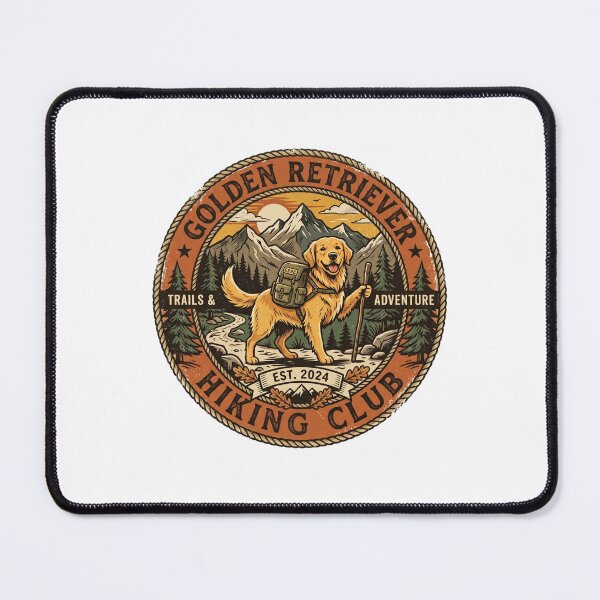 Item preview, Golden Retriever Hiking Club Vintage Mountain Dog designed and sold by PictoVibe.