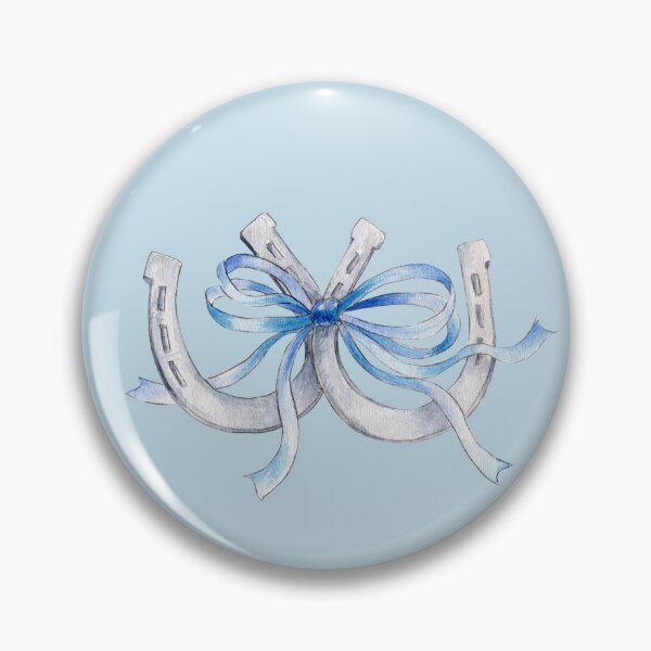 Item preview, Two lucky horseshoes tied with blue ribbon watercolor designed and sold by Sarah Trett.